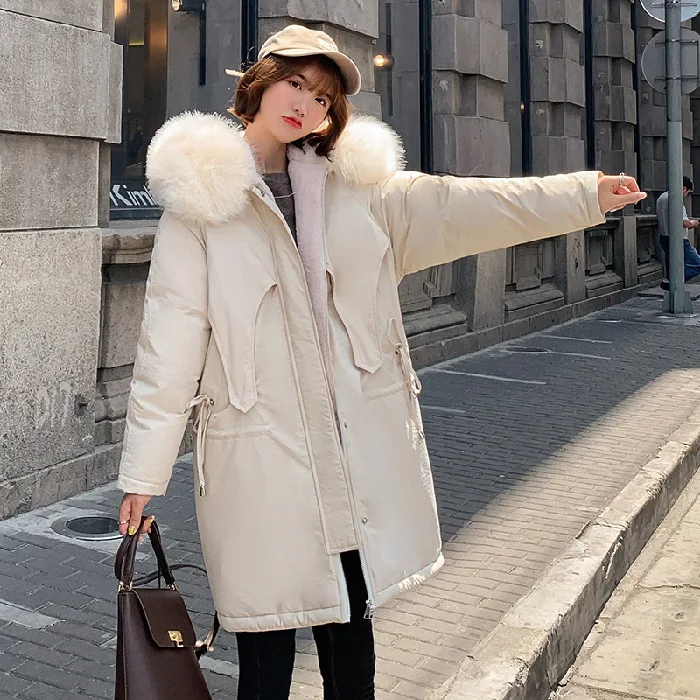 

2019 Autumn And Winter down Jacket Cotton-padded Clothes Women's Mid-length Loose-Fit BF Cotton-padded Clothes Lambs Wool down C