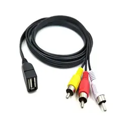 Duttek 5 футов/1,5 м USB 2,0 Женский до 3 RCA Мужской Видео A/V практичный адаптер для видеокамеры отлично подходит для AV оборудования