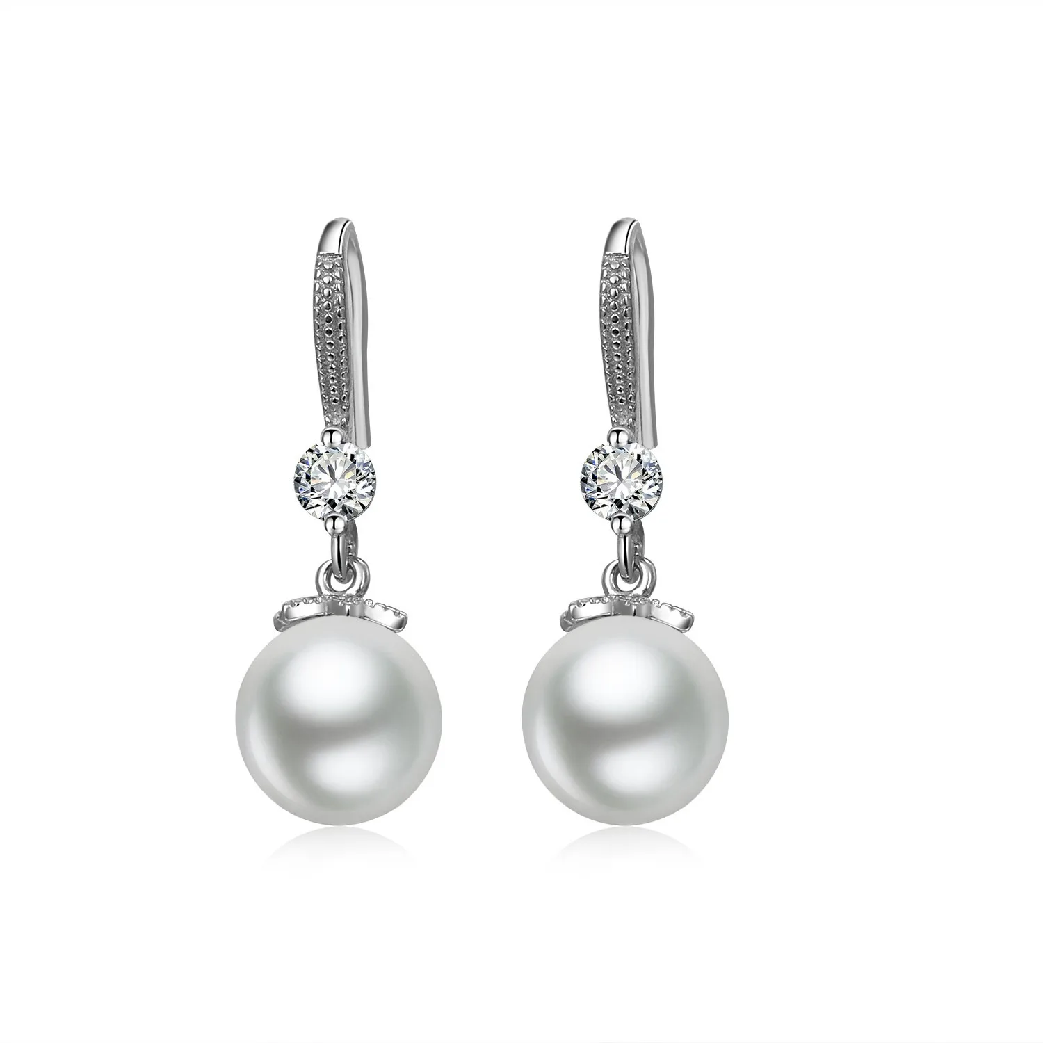 Imitation Pearl Dangle Earrings CZ Women Engagement Wedding Accessories dangle earrings,pearl earrings,drop earrings,pendant earrings,long earrings,crystal earrings