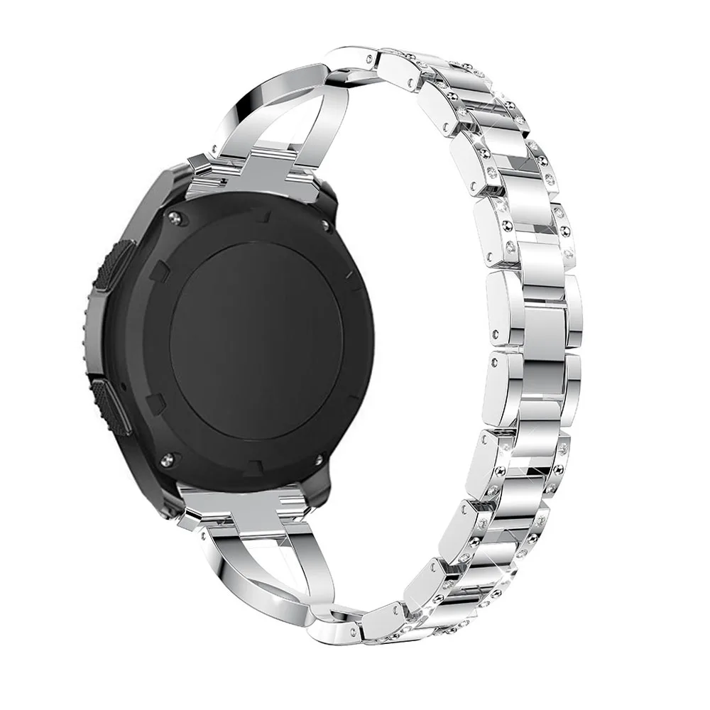 2 DELELE Samsung gear s3 frontier classic watch band with diamonds silver (03)