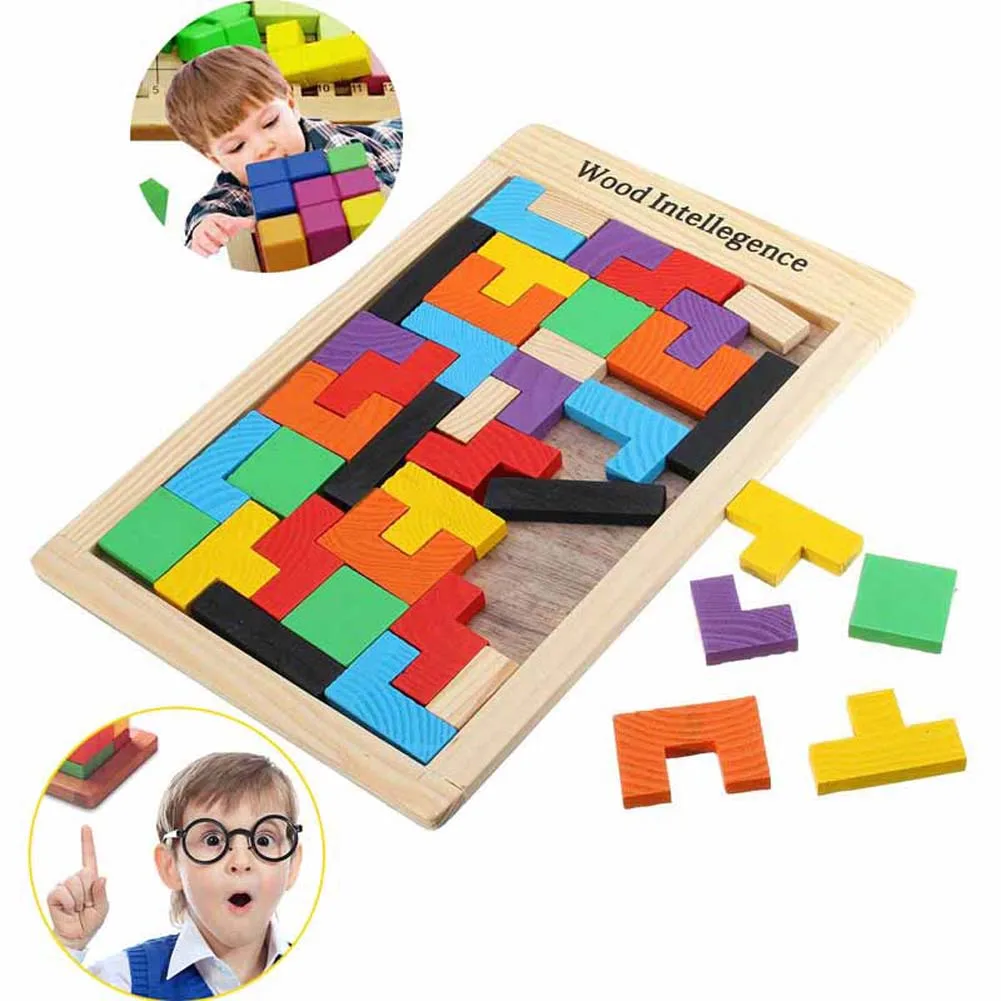 Детские деревянные пазлы, игрушки, красочные Tangram, головоломка, доска для малышей, интеллектуальное образование, тетрис, повседневные игрушки, высокое качество