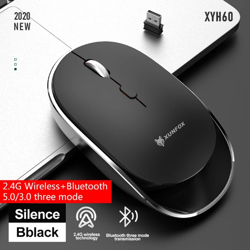 XYH60 2.4GHz Bluetooth Wireless Gaming Mouse USB Receiver 3 Gear 1600 DPI Computer Silent PC Desktop Laptop Accessories | Компьютеры и