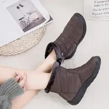 Женские зимние теплые ботильоны; Уличная обувь с боковой молнией; модные зимние ботинки с плюшевой подкладкой