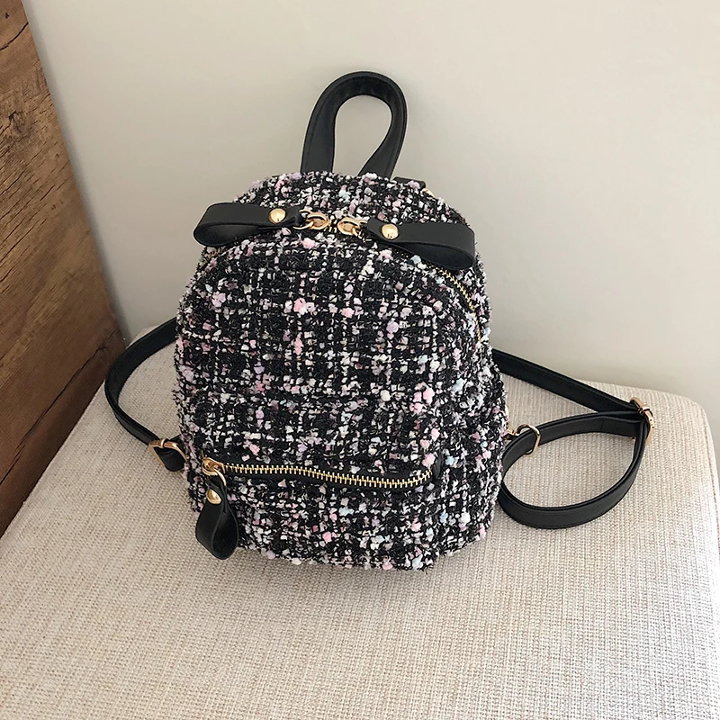 HOCODO, зимний женский мини рюкзак, Одноцветный, модный, шерсть, маленькие рюкзаки для девочек-подростков, дорожная школьная сумка, Mochila, кошельки