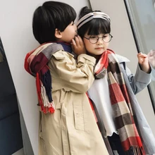 Кашемировый мягкий детский шарф, модный английский стиль, горячая распродажа, теплая детская шаль, весна-осень, подарок для мальчиков и девочек, простые шарфы