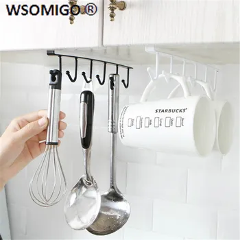 

Kitchen Accessories Rack Storage Hook Holder Cupboard Hanging Drainer Holder Creative Nail-free Iron Hook Kitchen Gadget-S