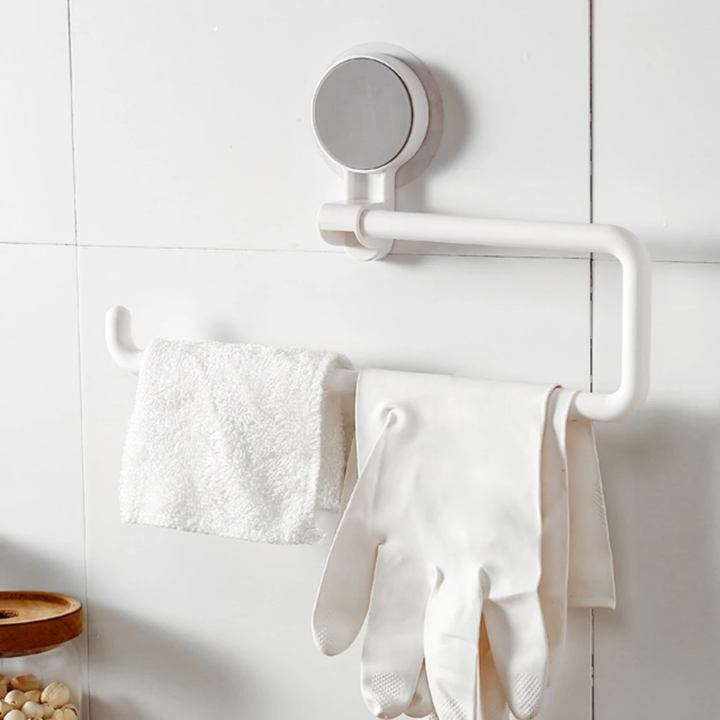 Toilet Paper Holder Kitchen Towel Hook Bathroom Sucker Rack Rotatable Wall-mounted Roll Paper Shelf Organizer