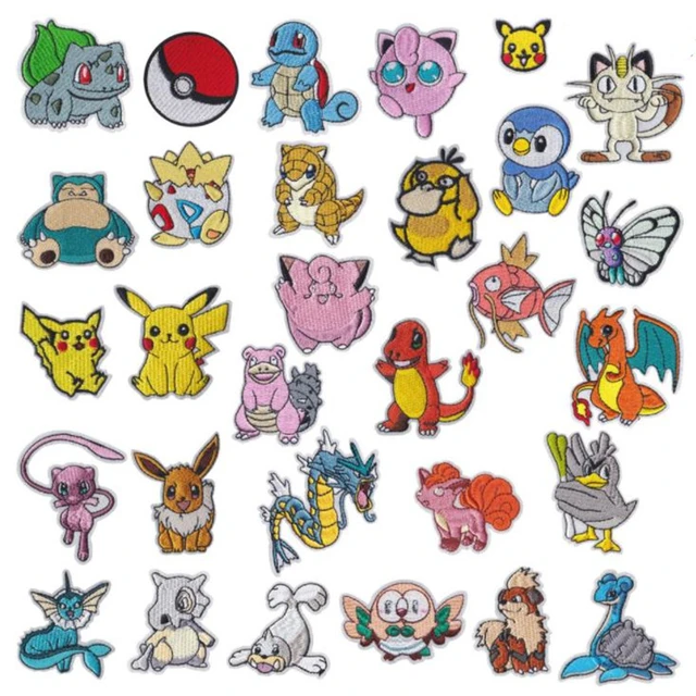 16 pcs Pokemon game Pikachu Iron On Patches For Clothing Sweater T-Shirt  Jackets