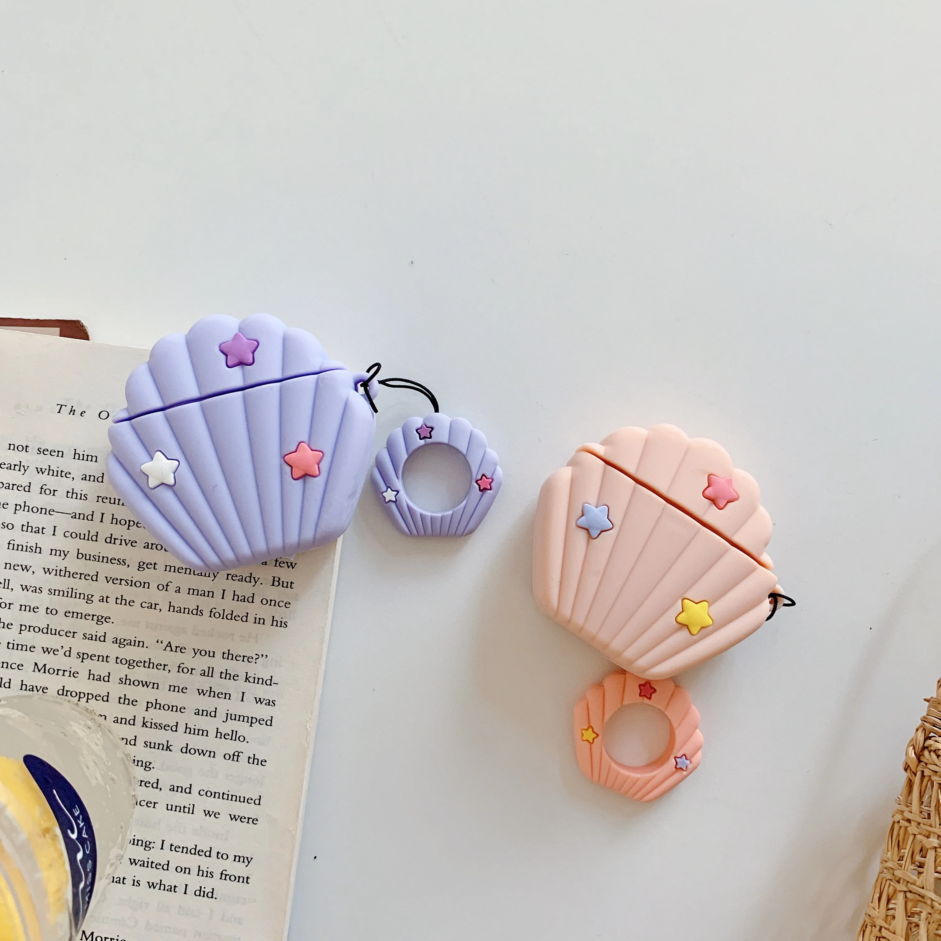 

Luxury shells Decorative Silicone Case for Apple Airpods Case Bluetooth Earphone Accessories Protective Cover with hooks pendant