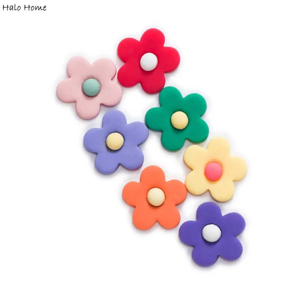 20pcs Cute Flower Flatback Resin Cabochons Handmade Scrapbook Crafts Headswear Accessories Apparel Jewelry Phone Case Decor 25mm