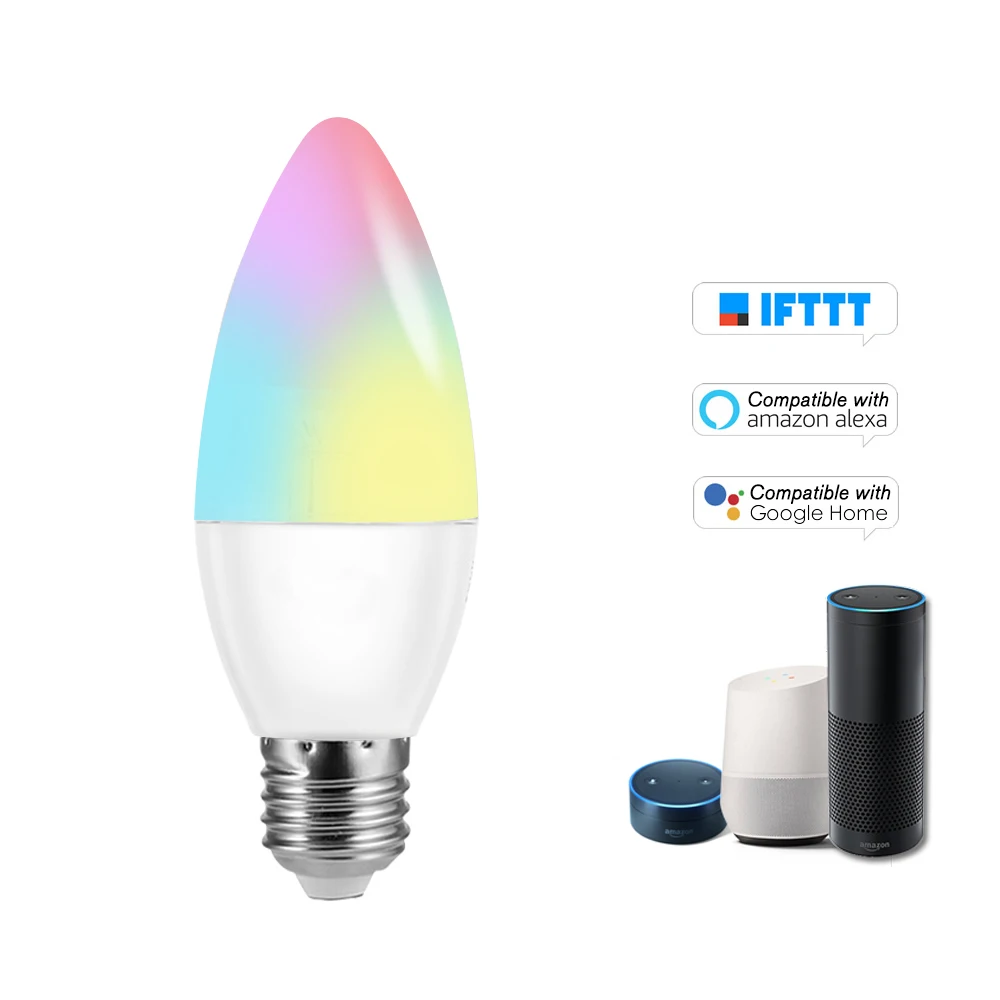 V16-C Смарт WI-FI светодиодная RGB Лампочка + Вт светодиодный лампы в форме свечи для