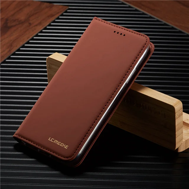 Роскошный Прочный Магнитный чехол для samsung Galaxy A50 A70, флип-держатель для карт, кожаный чехол-кошелек A50 A70, чехол для телефона, чехол Etui - Цвет: Brown