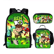 Крутые детские игры мультфильм Бен 10 школьные сумки набор 3 шт большие студенческие 3D принты книжные сумки плечо малыш рюкзак Mochilas