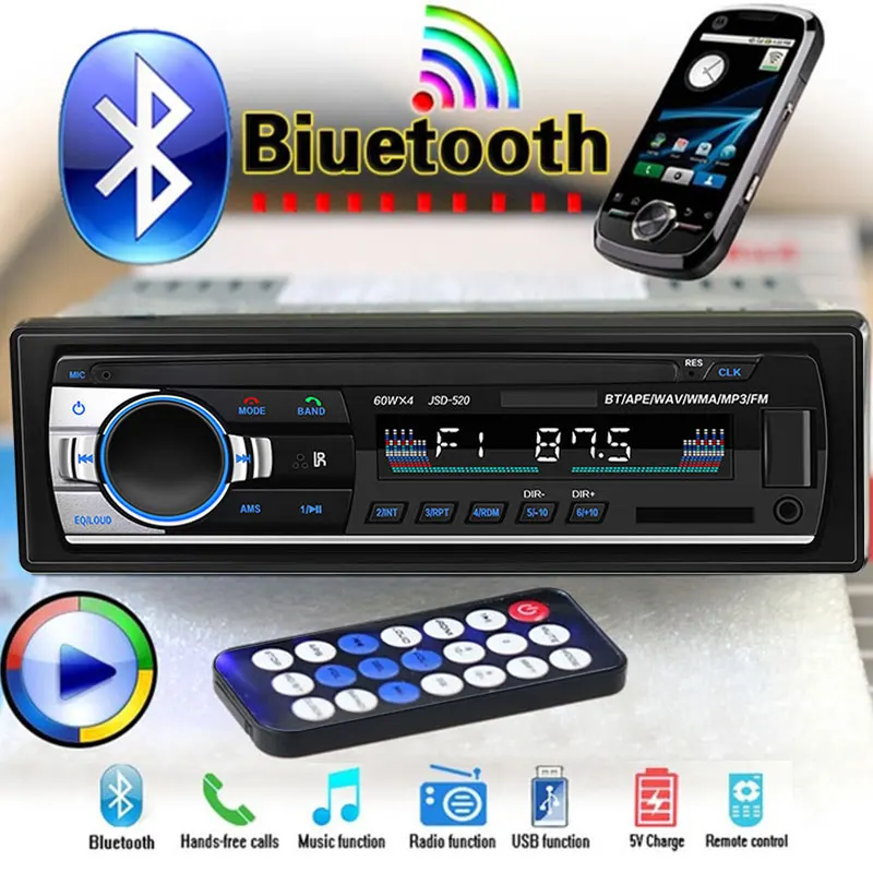 TF карта Автомобильный Mp3 плеер Fm Запись/копирование Bluetooth автомобильный Радио универсальная поддержка USB SD DC12V автомобильный Mp3 радио плеер