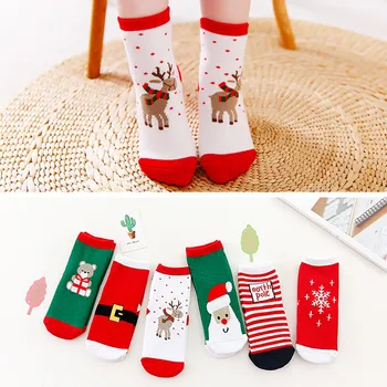 

children's socks носки детские puericulture calze antiscivolo 6 Pair Cute Baby Kids Christmas Casual Socks Cute Unisex Socks H4