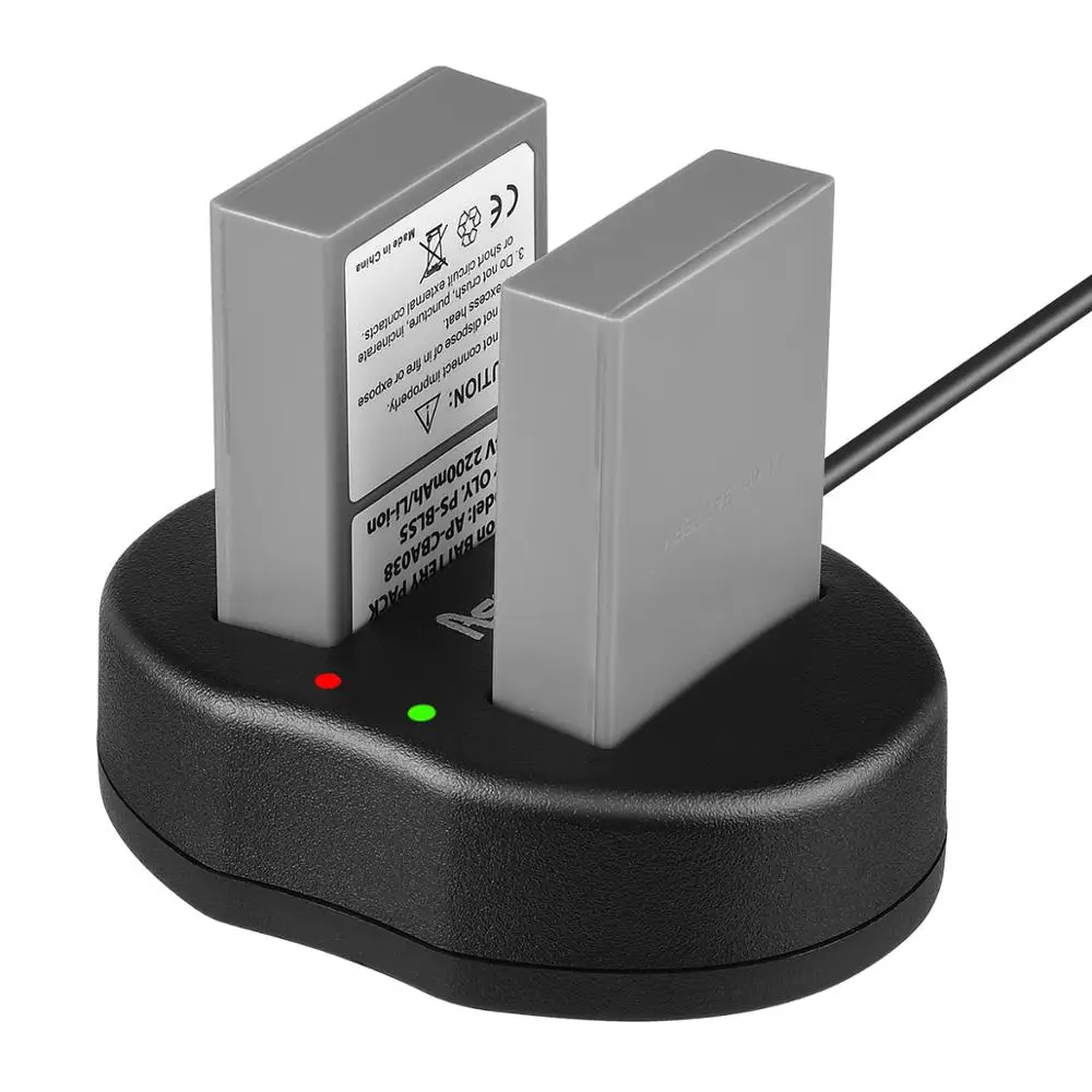 Аккумулятор для камеры BLS5 BLS50 2 шт. 2200 ма/ч с двумя USB зарядными устройствами Olympus 1 5