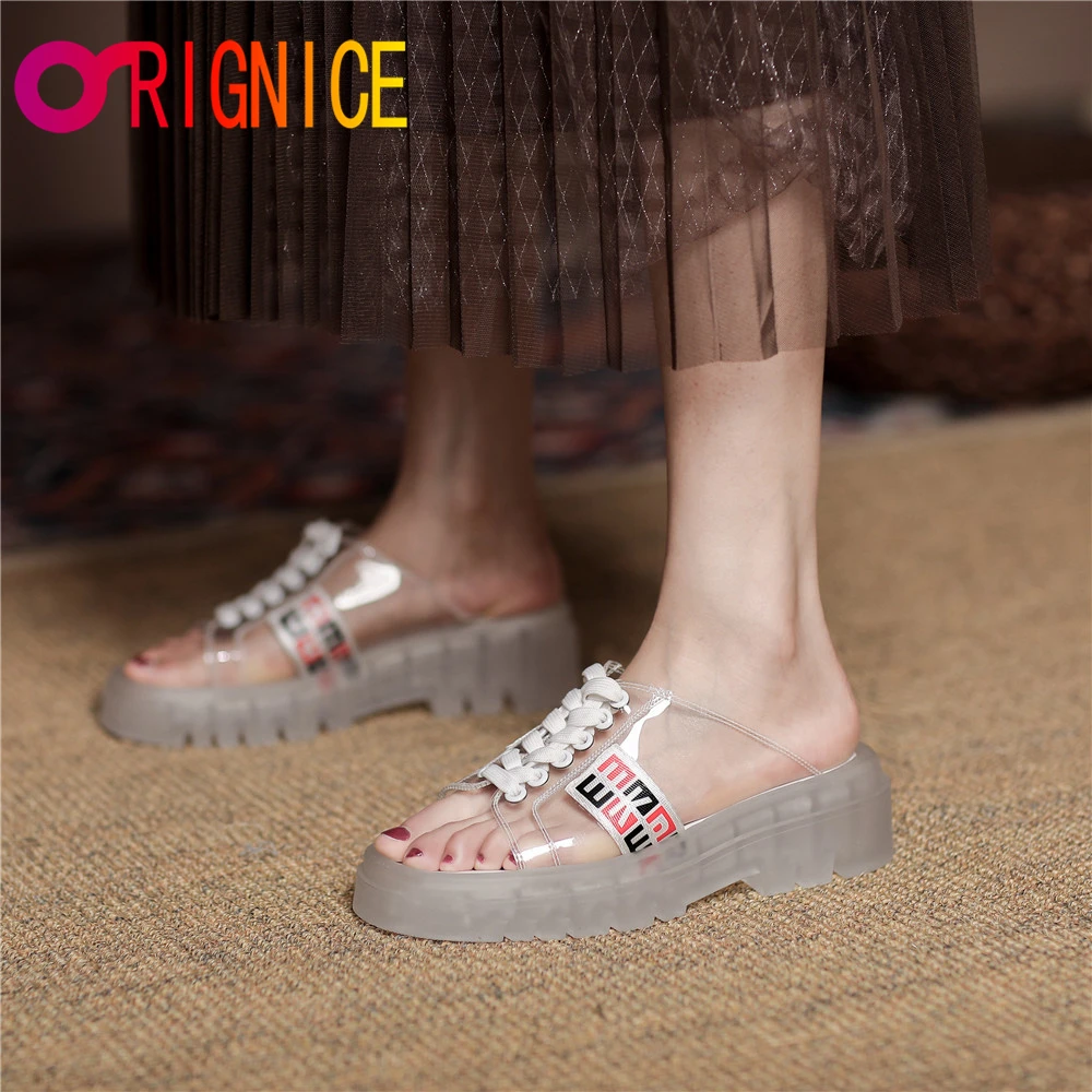 

Orignice Fashion Women's Gladiator Casual Sandals Cross Tied 2021 Designer Platform Flat Genuine Leather Peep Toe Wild Footwear