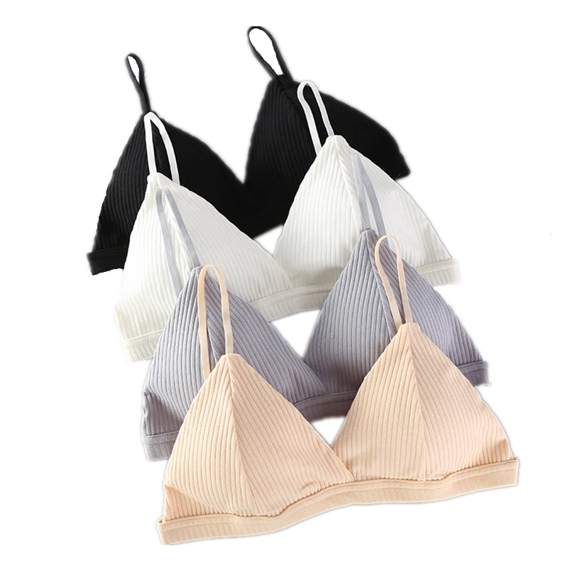 

Push Up Thin French Elegant Style Bralette Wireless Triangle Cup Women Lingerie Soft Bra Seamless Padded Underwear Deep V Girls