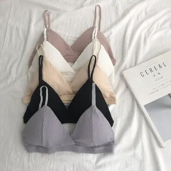 

WOMEN'S Dress Korean-style French Triangle Cup Underwear Bandeau GIRL'S Non-Steel Ring Push up Beauty Back Camisole Bra Wrapped