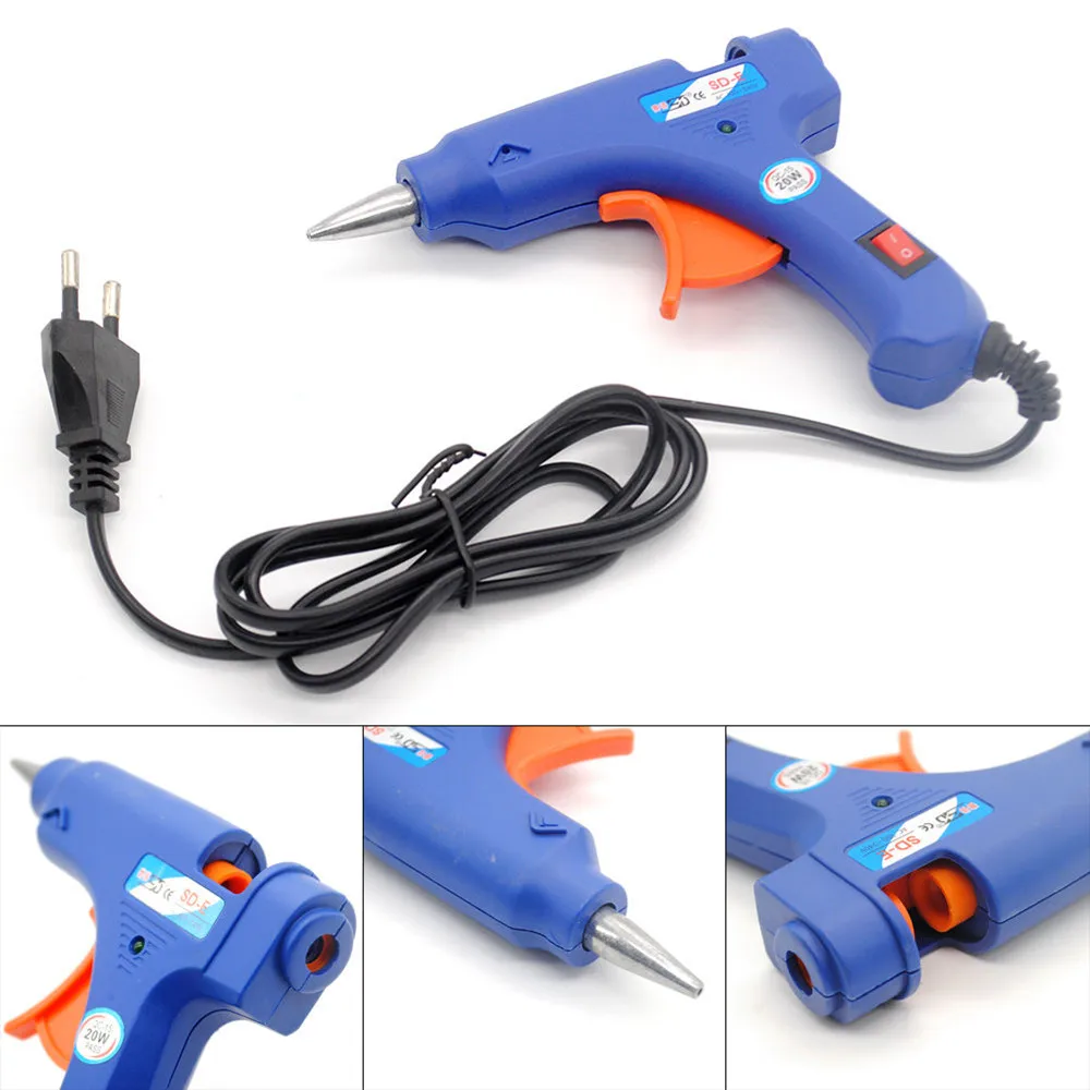 

20W 110V-220V professional mini electric hot melt glue gun blue American standard European standard plug