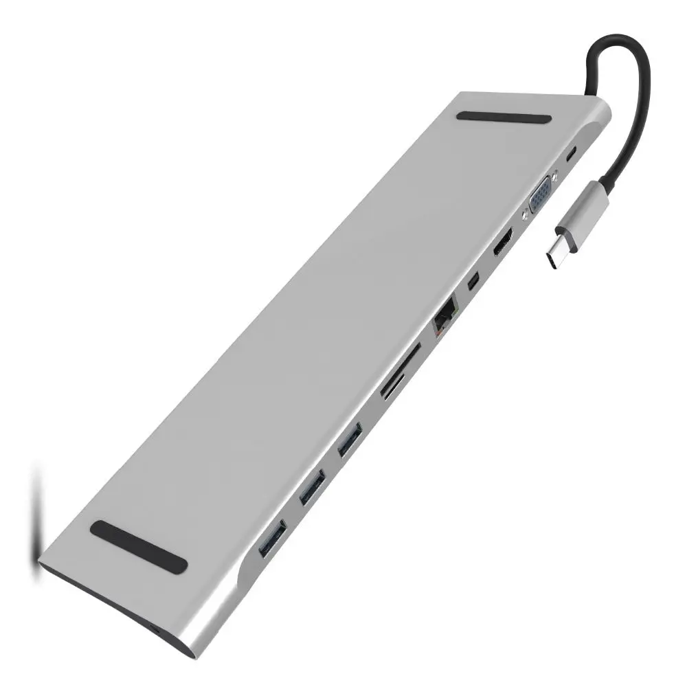

USB-C to VGA HDMI Mini Displayport Ethernet 3 HUB TF SD Charger Card Reader Digital AV Multiport Adapter Docking 11 in 1