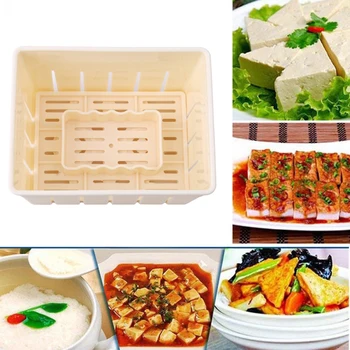 

1pc DIY Plastic Homemade Tofu Maker Press Mold Kit Tofu Making Machine Set Soy Pressing Mould with Cheese Cloth Cuisine