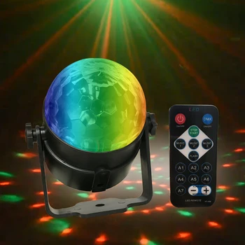 

Sound Activated Rotating Disco Ball DJ Party Lights 3W 3LED RGB LED Stage Lights For Christmas Wedding sound party lights