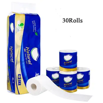 

30 Rolls Toilet Tissue Ultra Soft Cored Roll Tissue Paper Household 4-layer Toilet Paper for Home Bathroom Toilet Fast Shipping