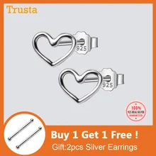 Trusta 925 пробы серебряные ювелирные изделия модные милые миниатюрные 5 мм X 6 мм полые серьги-гвоздики в форме сердца подарок для девочек, детей, леди DS384