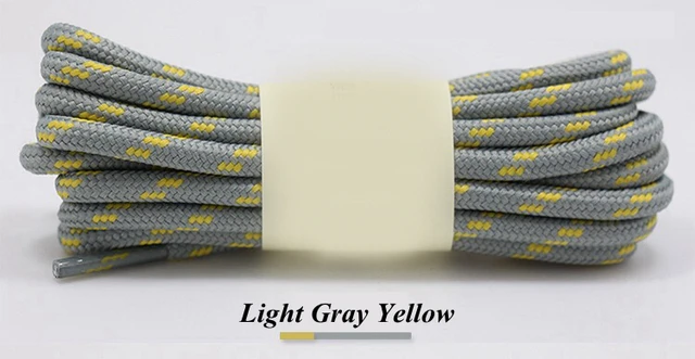 1Pair Round Shoelaces Outdoor Hiking Sports Shoe Laces Kids Sneakers Shoelaces Length 100/120/140/160CM Lacets Baskets 19 Colors Light gray yellow