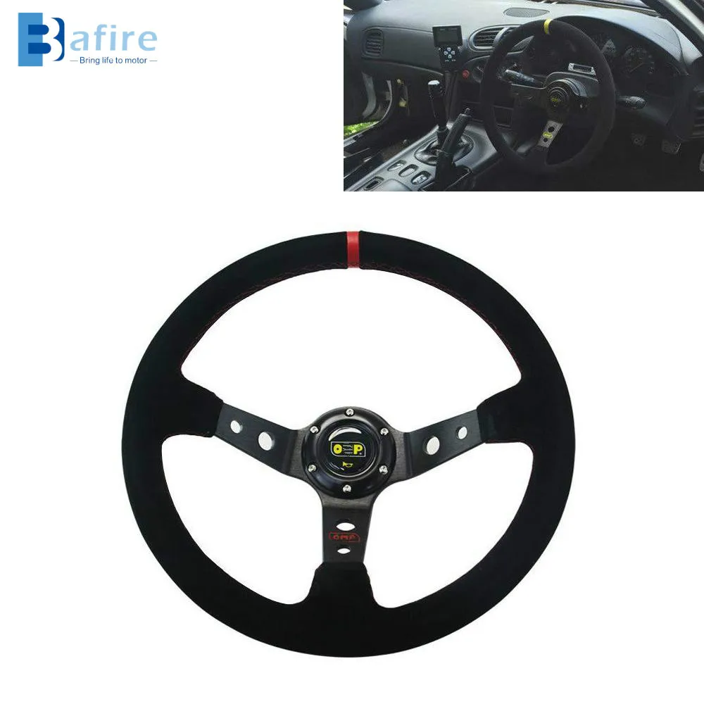 

BAFIRE Universal 14 Inch 350mm Suede PU Auto Racing Steering Wheels Deep Corn Drifting Sport Steering Wheel For Off-road Racing