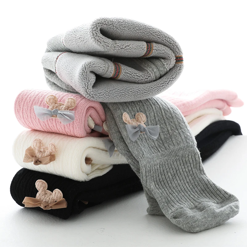 Kid Girls Winter Cotton Pantyhose Child Toddler Thermal Thick Velvet Warm Pants Newborn Infant Cartoons Tights Baby Accessories