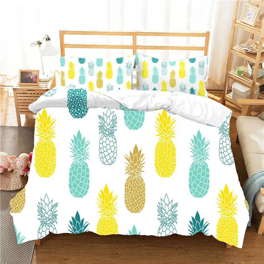 

A Bedding Set 3D Printed Duvet Cover Bed Set pineapple Home Textiles for Adults Bedclothes with Pillowcase #BL08