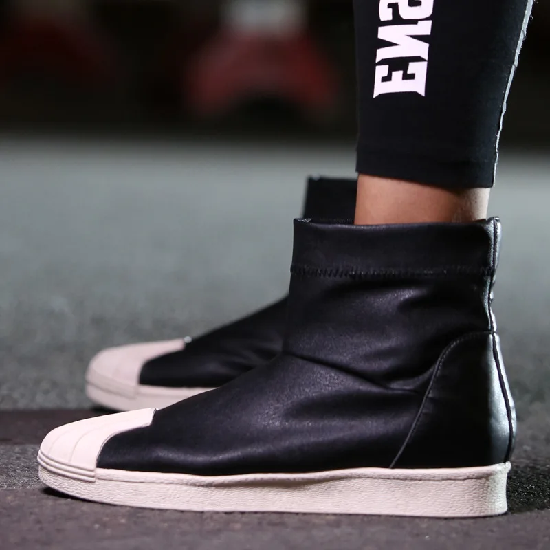 

New Style Flat Hight-top Mesh Shoes Black And White with Pattern Red Korean-style Solid Color Sports COUPLE'S Shoes Versatile Co
