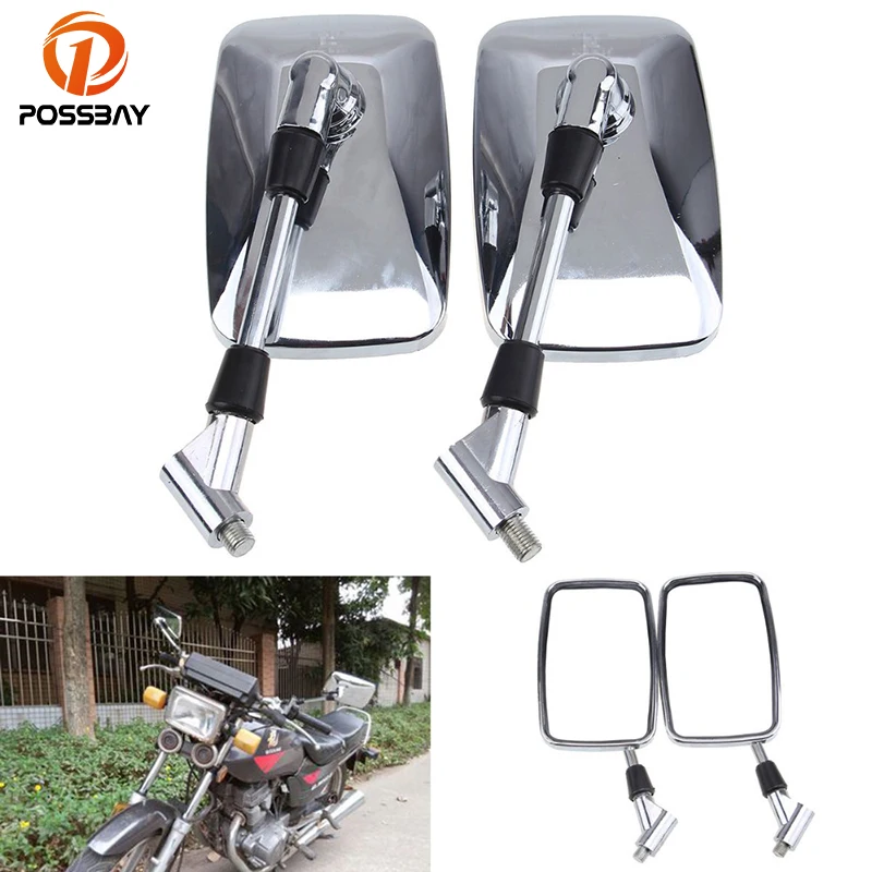 Мотоциклетные зеркала POSSBAY хромированные заднего вида для мотоцикла Harley Honda Suzuki