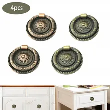 

4Pcs Retro Round Pull Ring Knob Bronze Cabinet Door Drawer Wardrobe Cupboard Dressing Table Handles Furniture Fittings Hardware