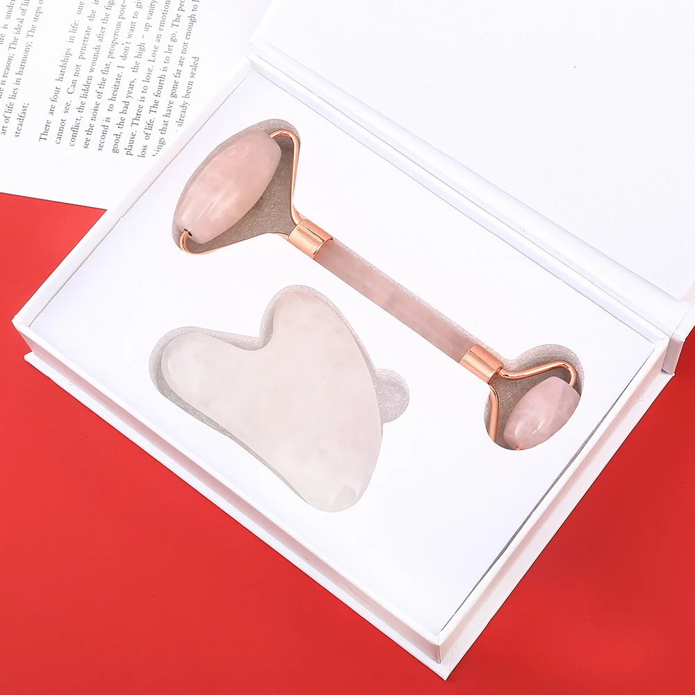 

Face Massager Jade Roller Facial Massage Relaxation Weight Loss 100% Natural Rose Quartz Scraper Massager Beauty Skin Tool