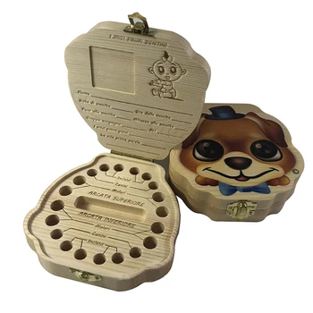

Baby Wooden Tooth Box Organizer Boys Girls Cartoon Milk Teeth Save Box Storage Collect Umbilical Lanugo Save Case Souvenir Teeth
