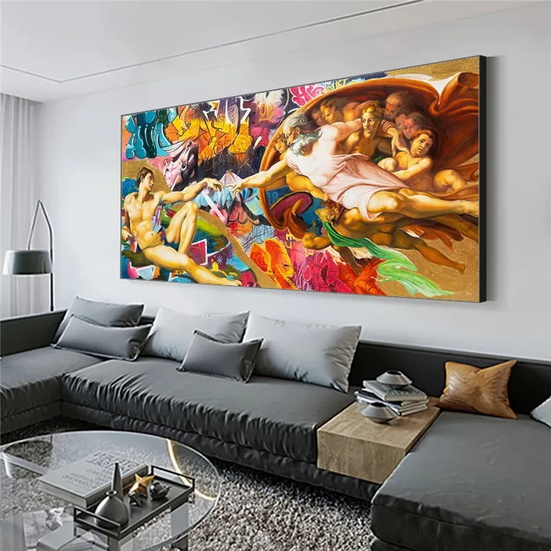 Creation of Adam Graffiti Wall Art Printed on Canvas