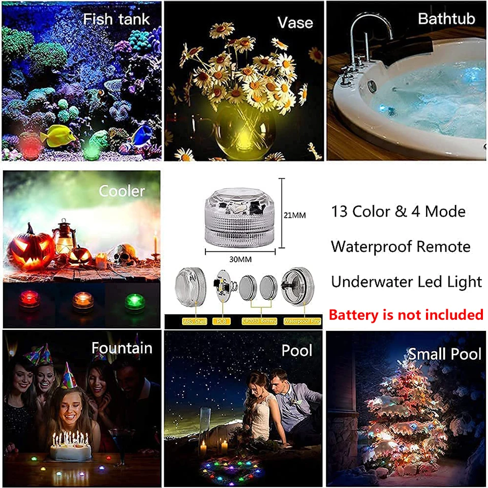 Underwater Led Light Remote RGB Submersible Lights Battery Operated Night  Lamp For Halloween Vase Bowl Wedding Party Decoration - AliExpress, image size:960x960