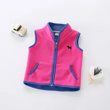 Детская одежда; детский флисовый жилет; Новинка года; сезон осень-зима; детский синий жилет с вышивкой в виде собаки