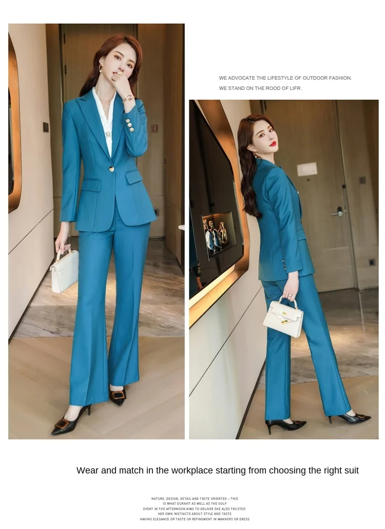 2021 New Year High-quality Professional Wear Plus Size Women's Casual Office Long-sleeved Suit High-waist Trousers 2-piece Set 2021 New Year High-quality Professional Wear Plus Size Women's Casual Office Long-sleeved Suit High-waist Trousers 2-piece Set