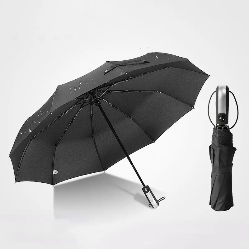 Ceny Automatyczny Parasol składany dziesięć kości wzmocniony duży wiatroszczelny kobiet 10K Parasol Pure Color wodoodporne parasole deszcz dla mężczyzn