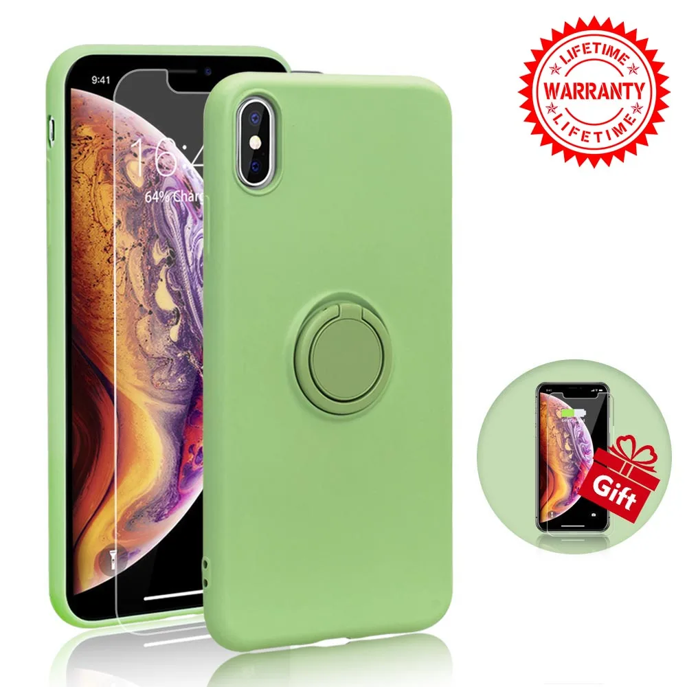 Жидкий силиконовый чехол для Iphone 11 Pro Max XS MAX XR 7 8 6 6s Plus X кольцо держатель подставка