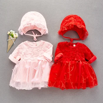 

1 set Baby clothes girls cotton 6 m 9 m 12m 18m dress & hat baby shower gift girls party wedding Tutu dress photo shooting dress