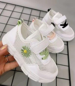 

girls shoes tennis sporty running shoe white small daisy flowers Children's sports shoes little kids sneakers gym shose 2020 new