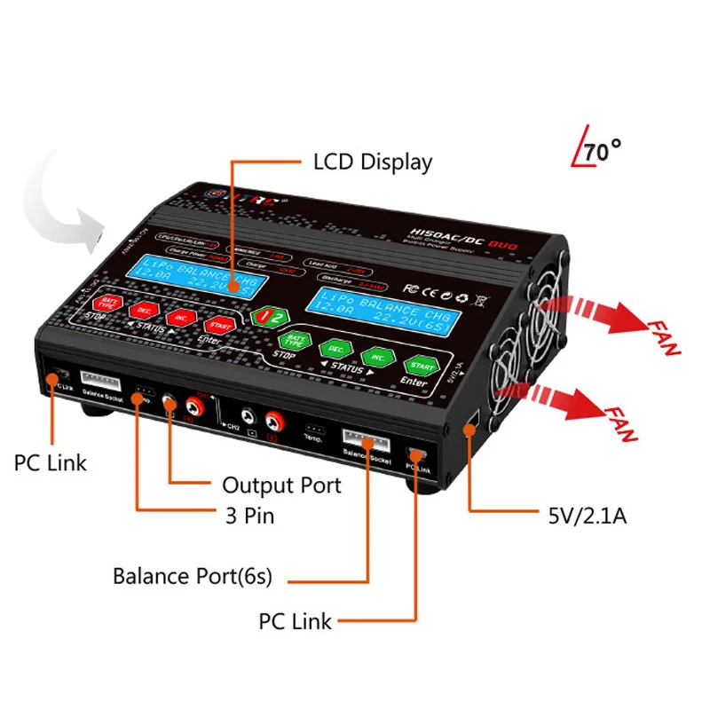 

H150 RC Balance Charger Discharger for Lilon LiPo LiFe LiHV Nimh Nicd Battery AC DC DUO 300W 12A Dual Output LCD Display Charger