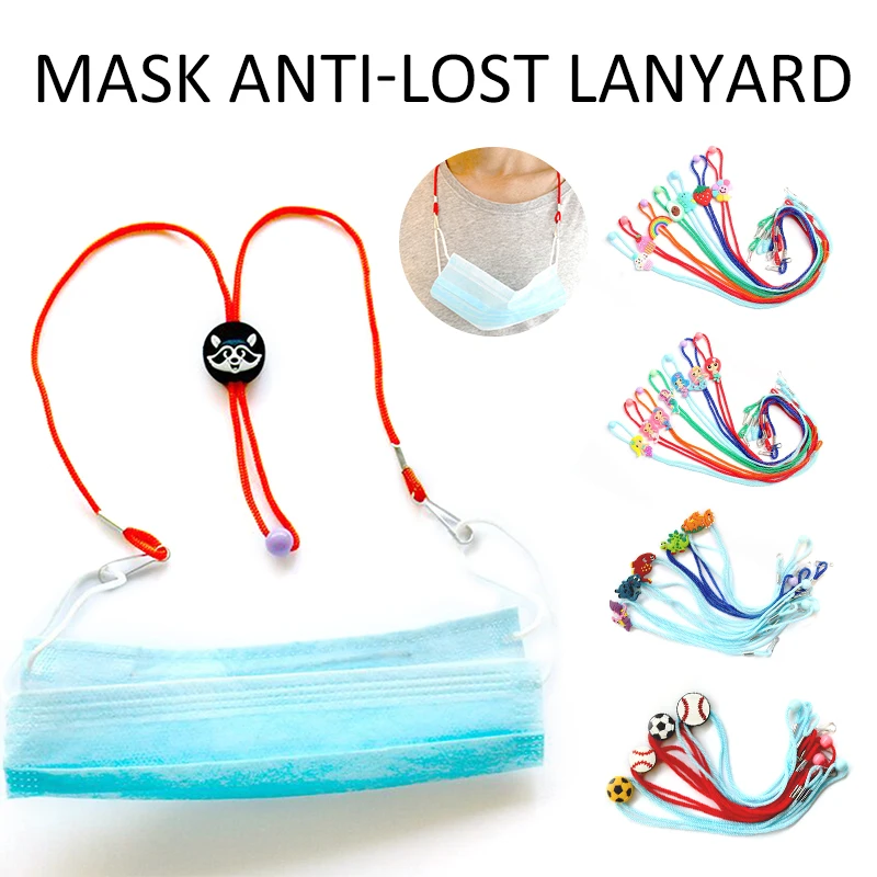 

Children Kids Cartoon Anti-drop Lanyard Ear Savers Adjustable Strap Face Mask Extender Mask Clip Holder For Riding Face Sheild