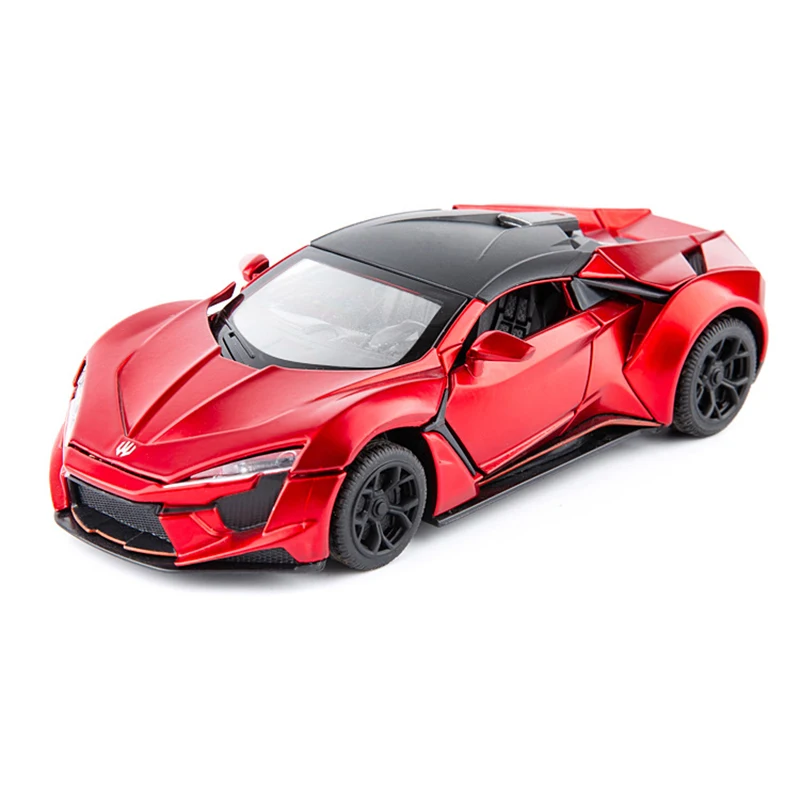 

1:32 Scale Diecast Model Car Toy Metal Wheels Sports Car High Simulation Sound And Light Pull Back Racing Car Toys For Kids Gift
