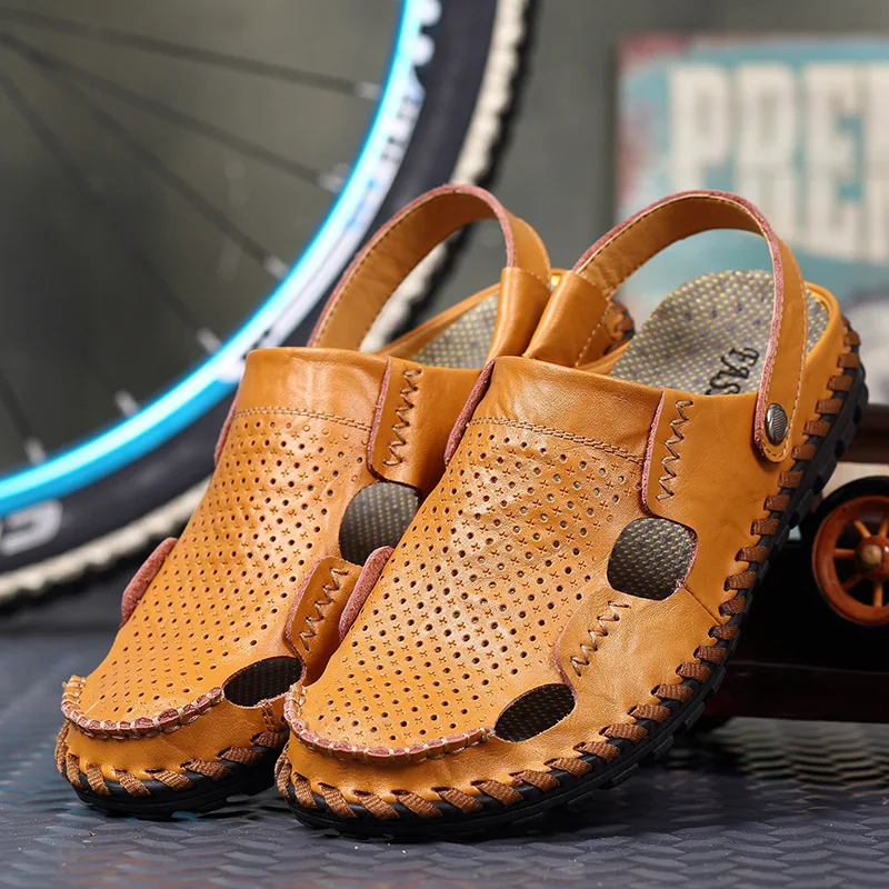 

2019 Spring And Summer MEN'S Sandals Men's Genuine Leather Dual Purpose Sandals MEN'S Casual Shoes Korean-style Slippers Men's N